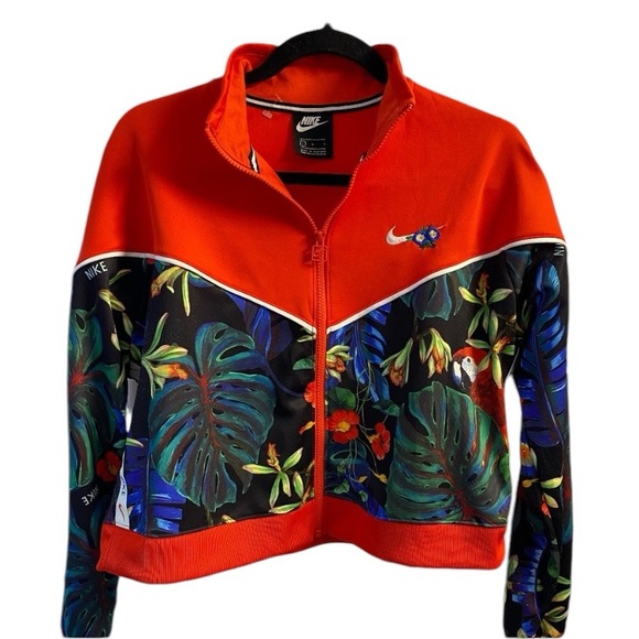 Nike Tops - 23. Nike Women's Swoosh Tropical Zip Up Jacket Sweater GUC Size L